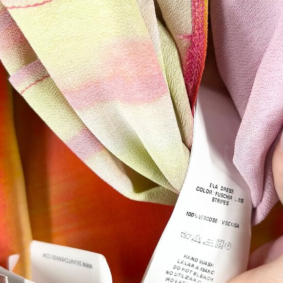 NWT Silvia Tcherassi Eva Dress in Fuschia Lime Stripes - Picture 10 of 10